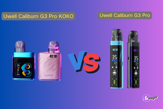 Comparison between Uwell Caliburn G3 Pro KOKO models, showcasing side-by-side differences in design and features.