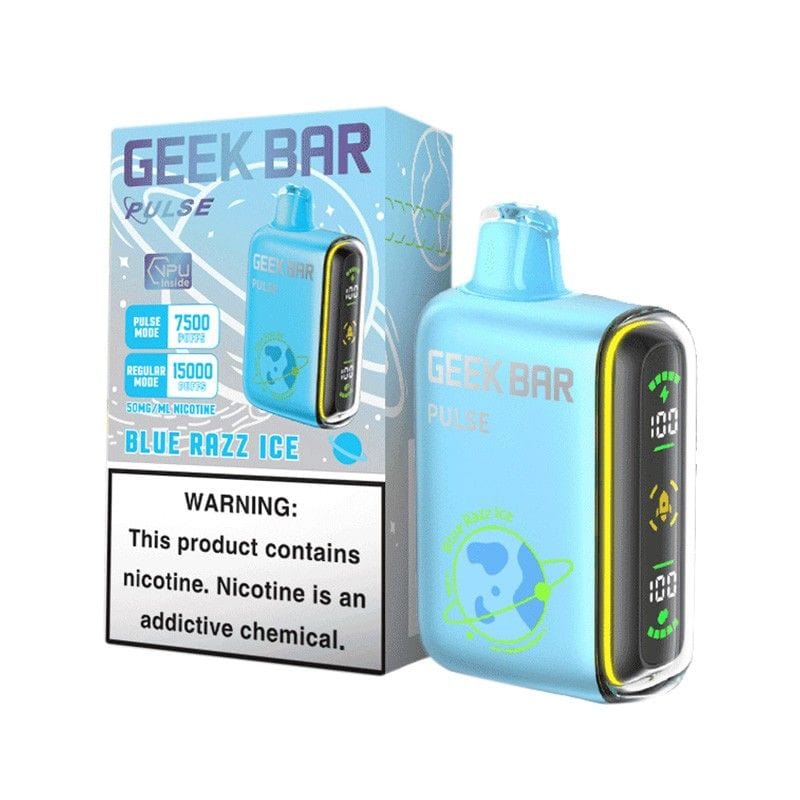 geek bar pulse 15000 disposable vape blue razz ice flavor