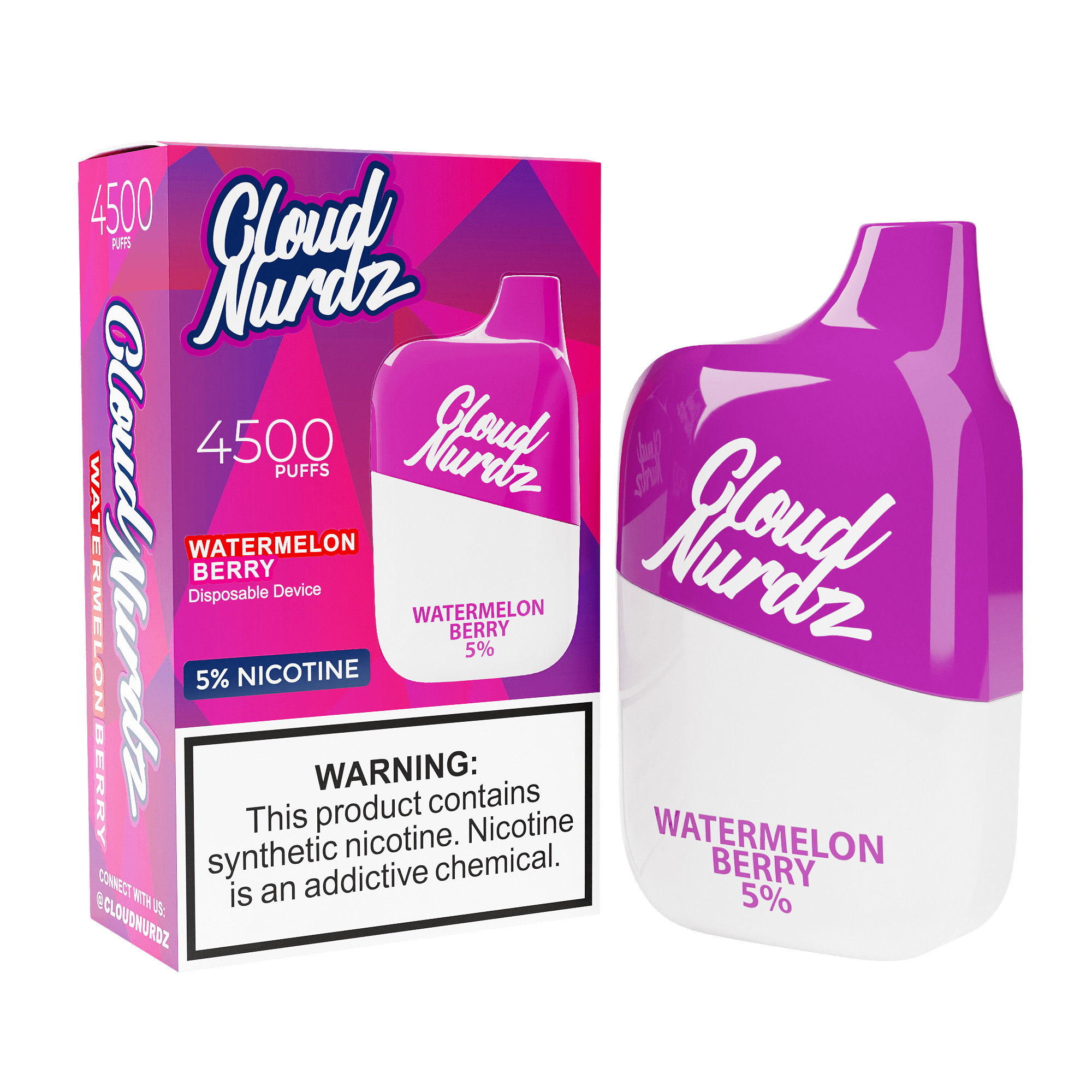 Cloud Nurdz Disposable Vape Watermelon Berry Cloud Nurdz 4500 Disposable Vape (0%, 4500 Puffs)