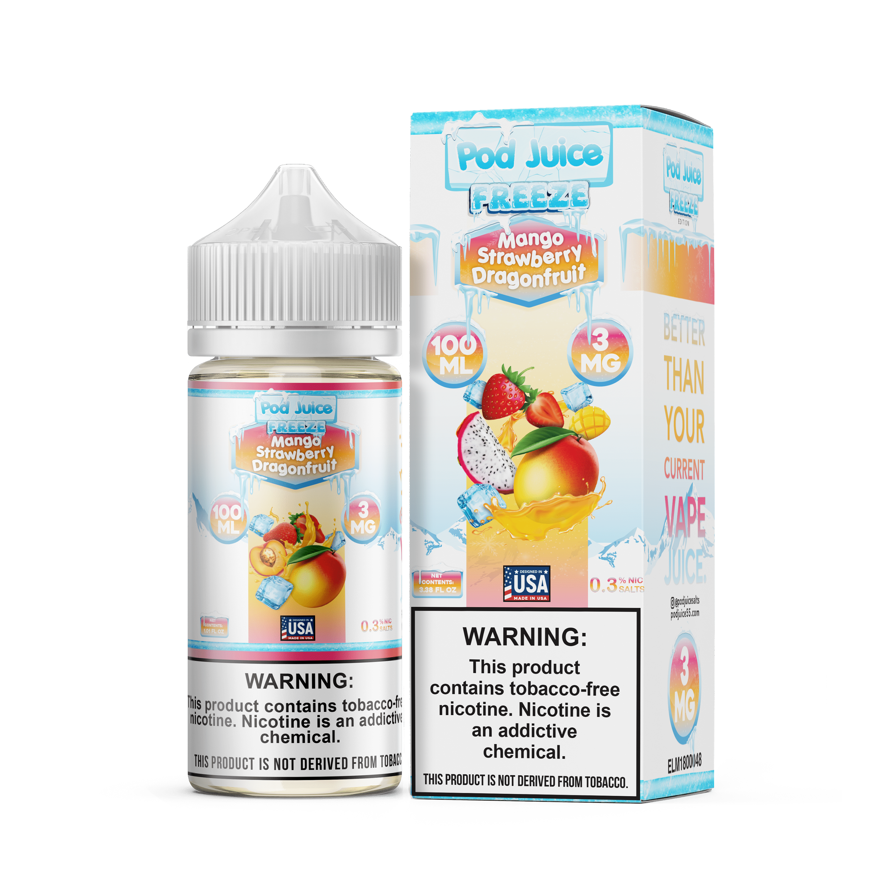 Pod Juice Juice Pod Juice Freeze Mango Strawberry Dragonfruit TF 100ml Vape Juice