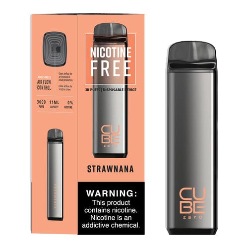 Vaportech Disposable Vape Strawnana Vaportech Cube Zero 0mg Disposable Vape (0%, 3000 Puffs)